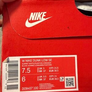 Nike Dunk Low SE Summit White and Cinnabar